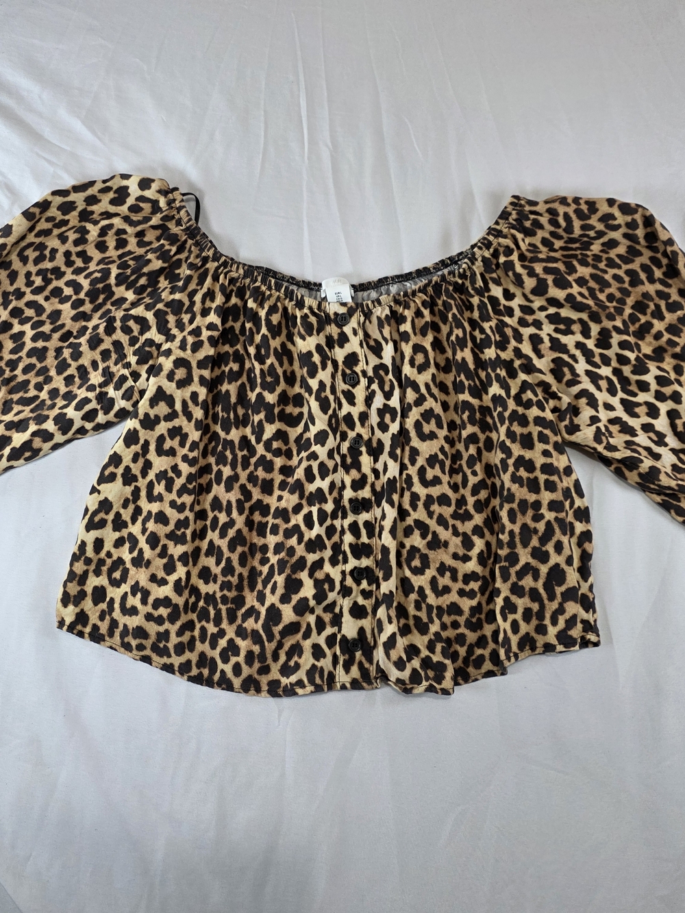 H&M Leopard Print Off-Shoulder Blouse - Tan & Black